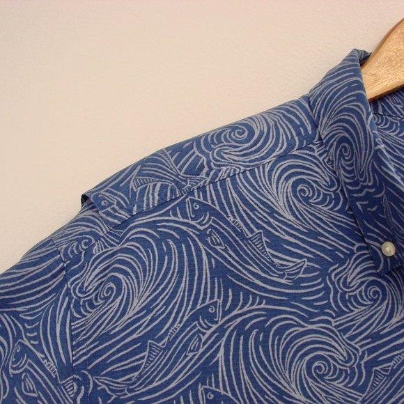 Vineyard Vines Harbor Shirt Surf No Turf Short Sleeve Fish Print Button Down XL - Picture 10 of 16